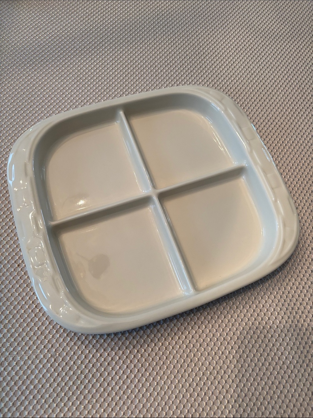 Longaberger Cream 4-Section Divided Serving Platter